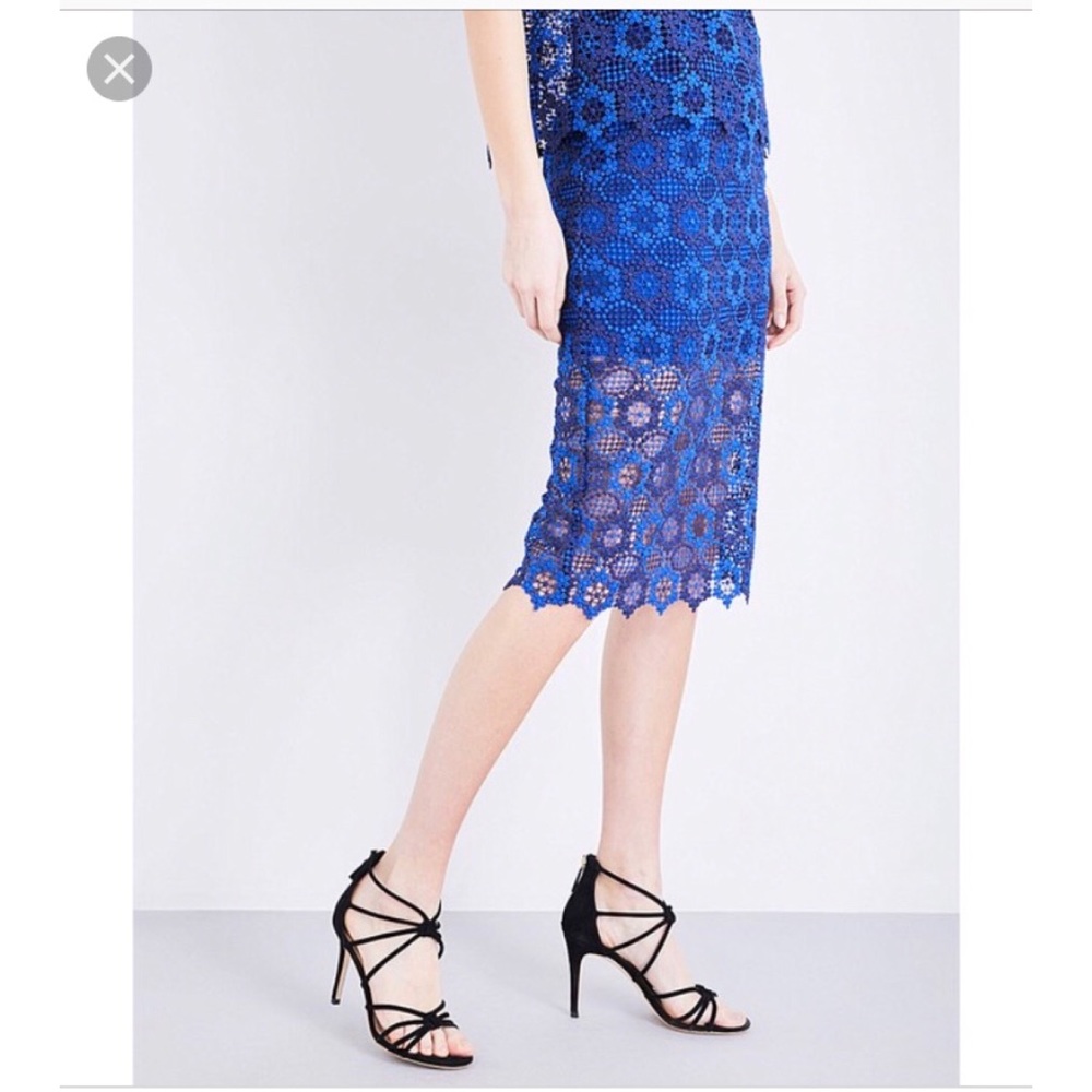 Sandro Lagon Blue/Navy lace midi skirt